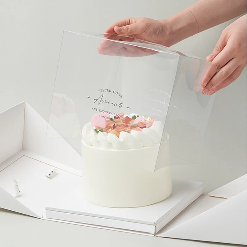 customizable Birthday Tall Transparent PET Packing Clear Plastic cake box clear cake box transparent cake box transparent