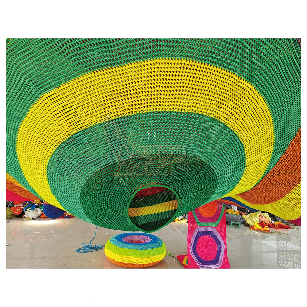 Honeycomb Rainbow Climbing net Indoor Playground Equipment Crocheted Rope Net for outdoor playground indoor crochet playground