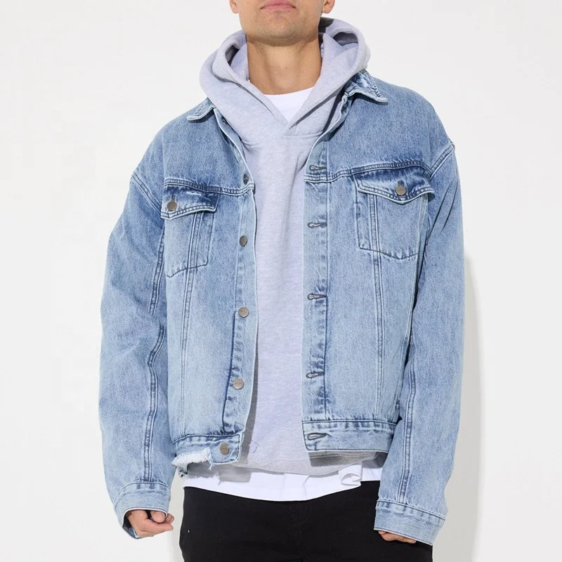 LOW MOQ customize Plus size Vintage Wash Casual Outwear Men 100% Cotton High quality Jacket Denim Jackets