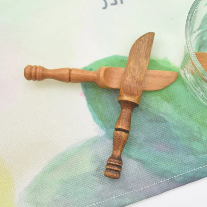 Small mini engraved butter spreader peanut mixing fly spreading wood butter knife set