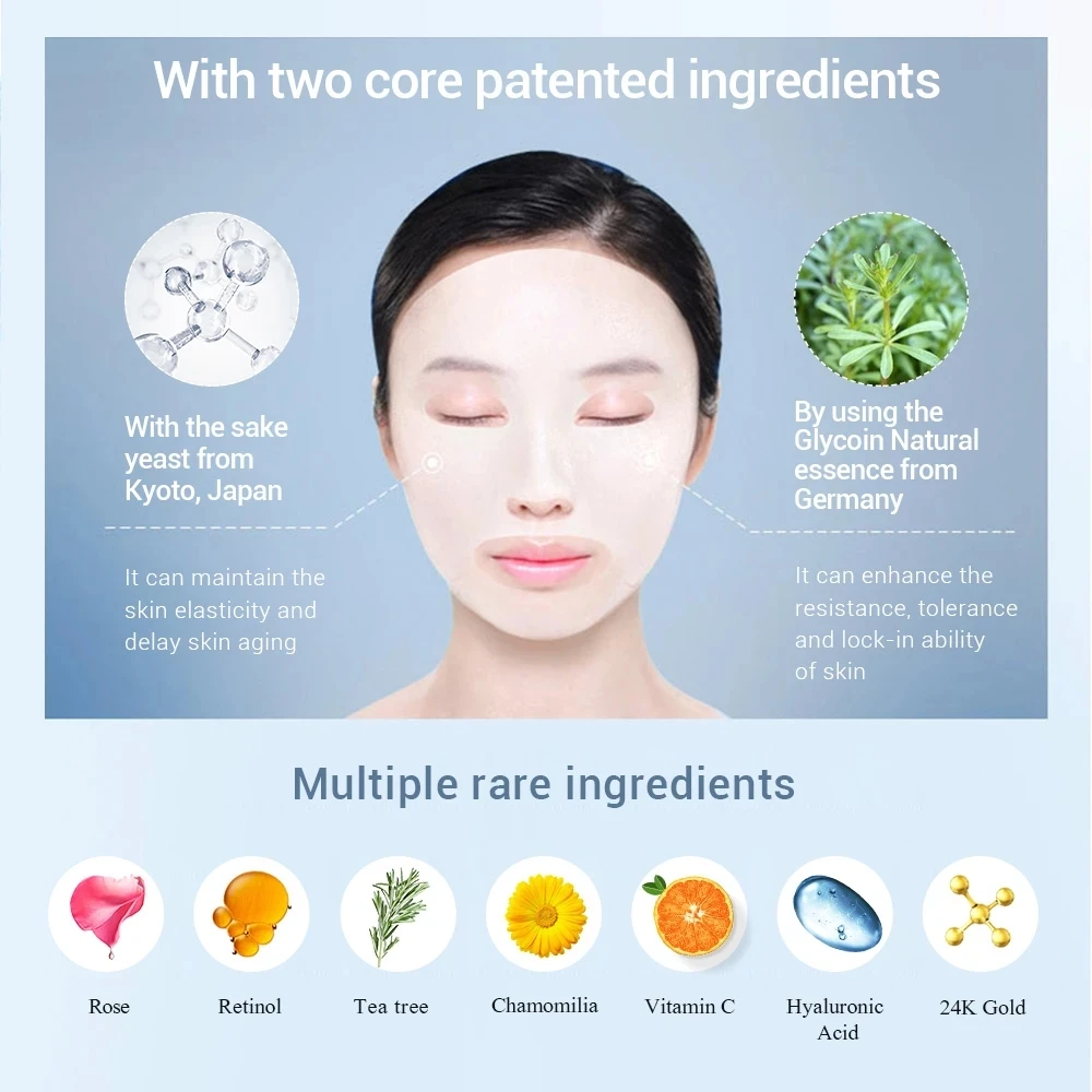 BREYLEE Facial Mask Acne Treatment Retinol Repair Whitening Moisturize Anti-Aging Oil Control VC Serum Sheet Face Mask Skin Care
