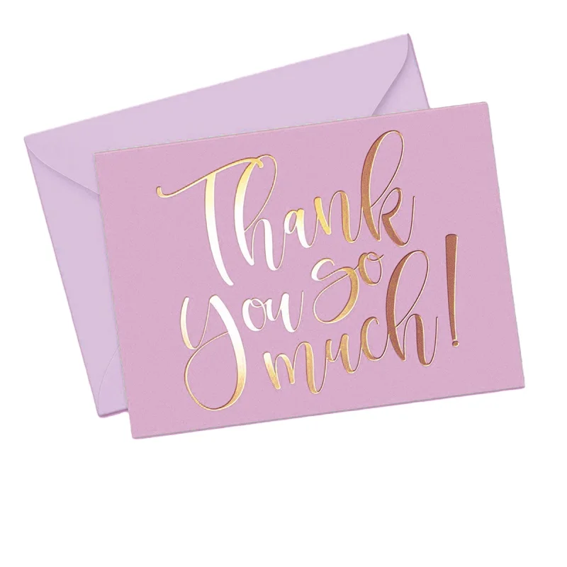 Custom Thank You Card for Small Business with Logo and Envelope Thank You Card Pink