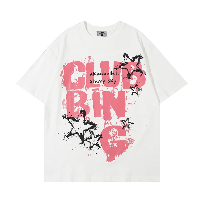 #2485 Streetwear Women T Shirts Custom Graphic Tee Crew Neck Cotton Oversized Heavyweight Printed