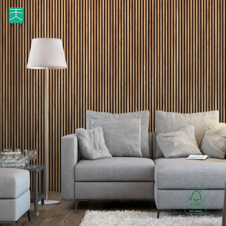 TianGe Akupanel Soundproof Polyester Oak Akoestische Panelen Mdf Slat Wooden Acoustic Panel for Classroom