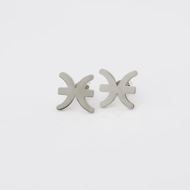 Dainty Minimalist Unisex jewelry stainless steel 18k gold plated zodiac sign stud earrings