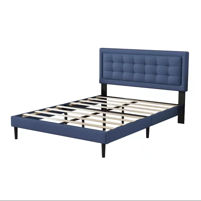 Modern design bedroom sets furniture queen size bed frame storage bed base strong frame and wooden slats support