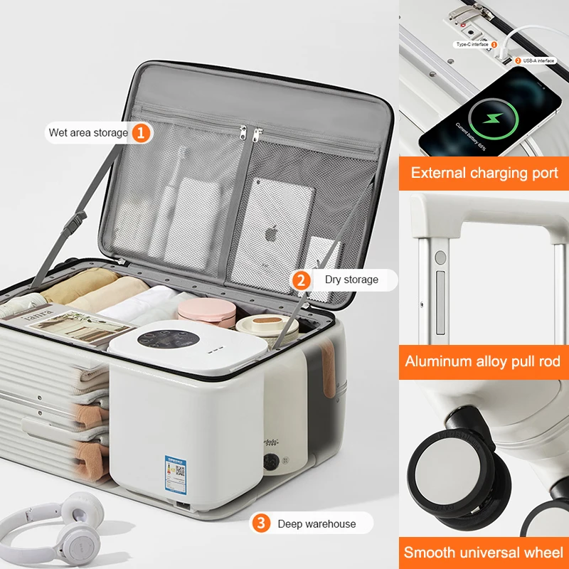 Mixi cup holder carry on suitcases maletas de viaje USB charge port aluminum trolley hook cabin luggage suitcase on wheels