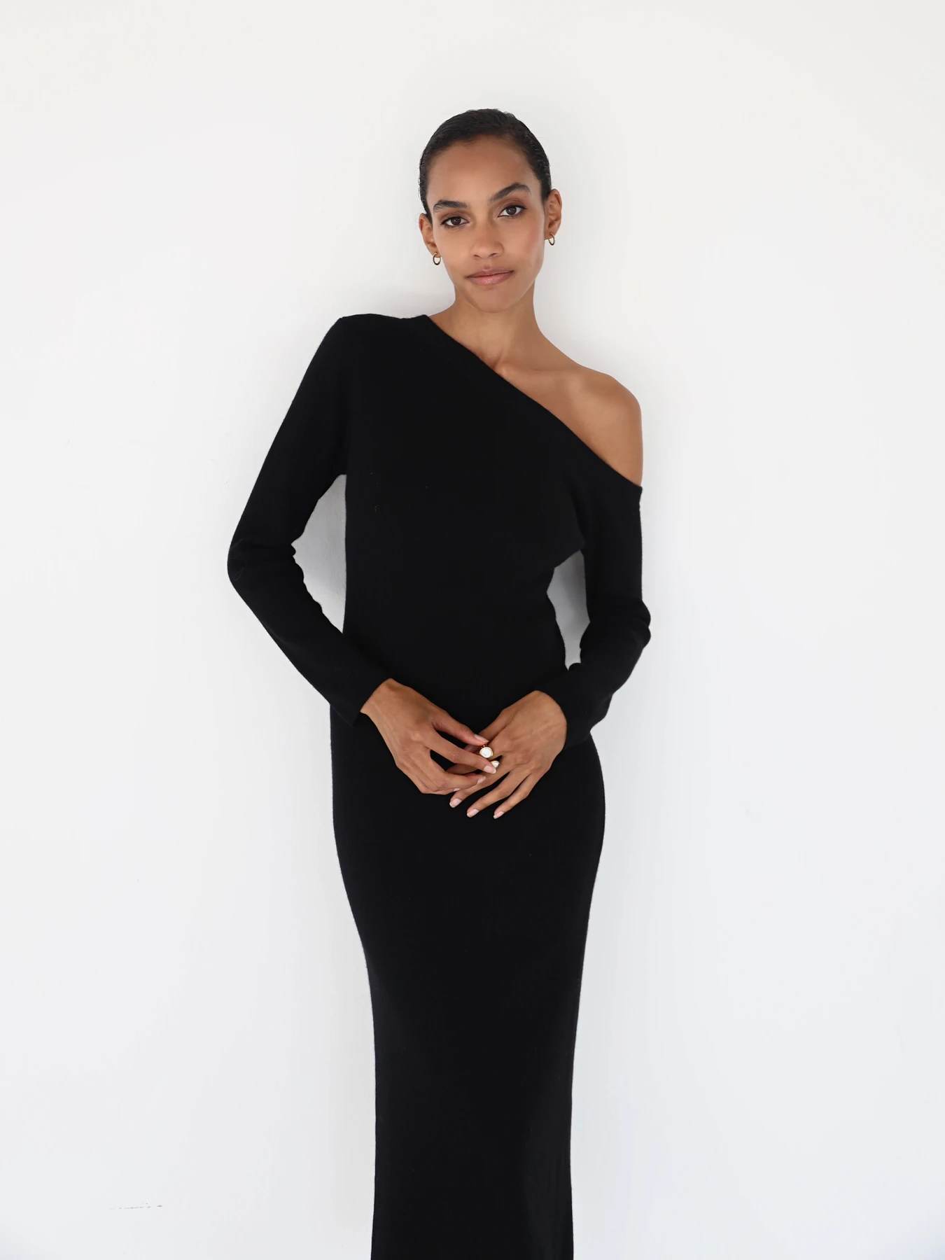 FYB  Heavy knitted Luxury dress black night club woman loved one-shoulder sexy Women Dress