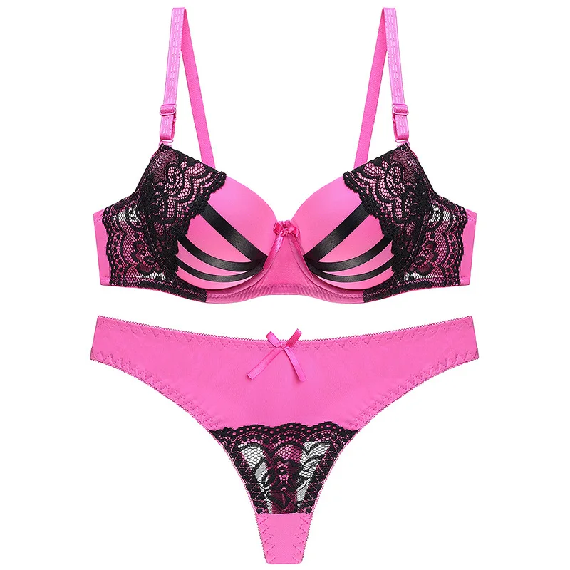 
Drop shipping lace gather european thong panty underwear bra set/ 