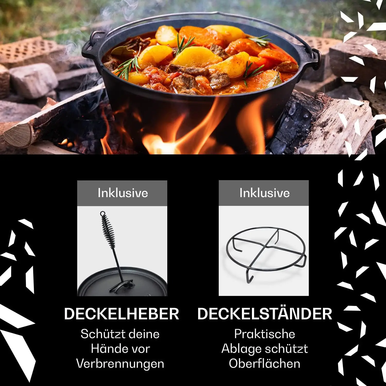 Outdoor Camping Dutch Oven Cast iron Cookware Pre Seasoned Campfire Gusseisen Cooking Pot BBQ Dutch Oven