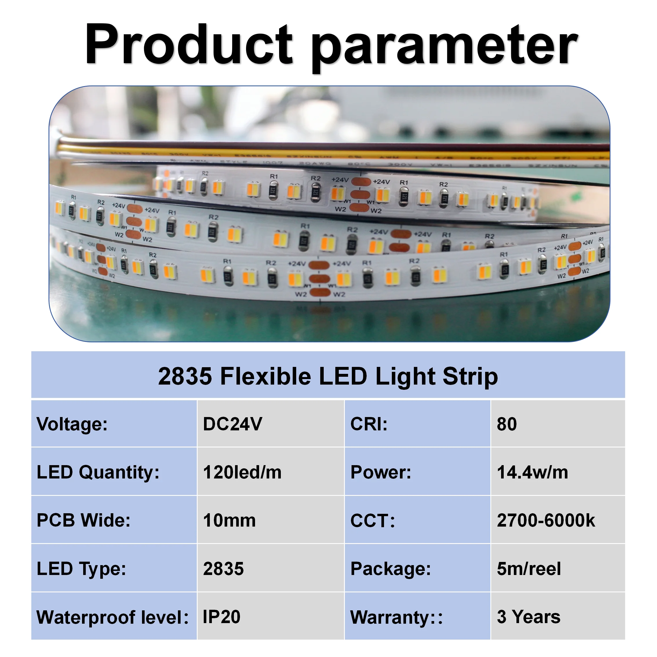 Best Quality low voltage 10mm WW CW two colors SMD 2835 LED Strip Indoor CCT for Furniture Decoration