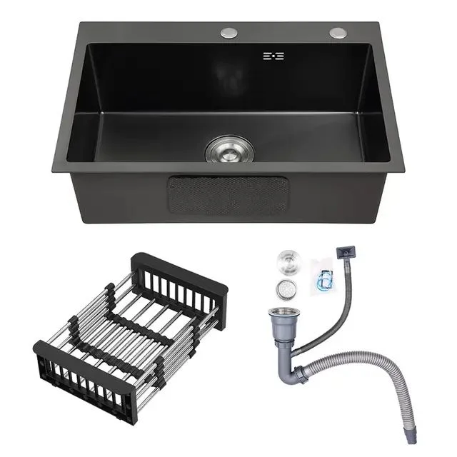 Wholesale Good Quality 201/304 Stainless Steel Nano Black Single Bowl Kitchen Sink