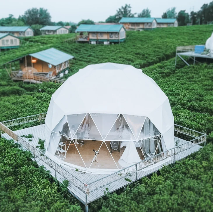 2024 Luxury 6M 5m Geodesic Round Dome 10M 20M Glamping Dome Geodesic Tent for Camping SIte With Clear Skylight