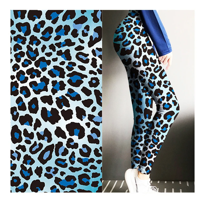 Good service cartoon leopard style heat transfer printing polyester spandex scuba fabric for pants