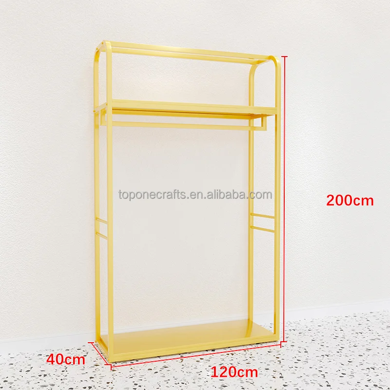 Best Seller Clothing Shop Gold Stainless Steel Floor Stand Space saving heavy duty clothing display racks for boutique
