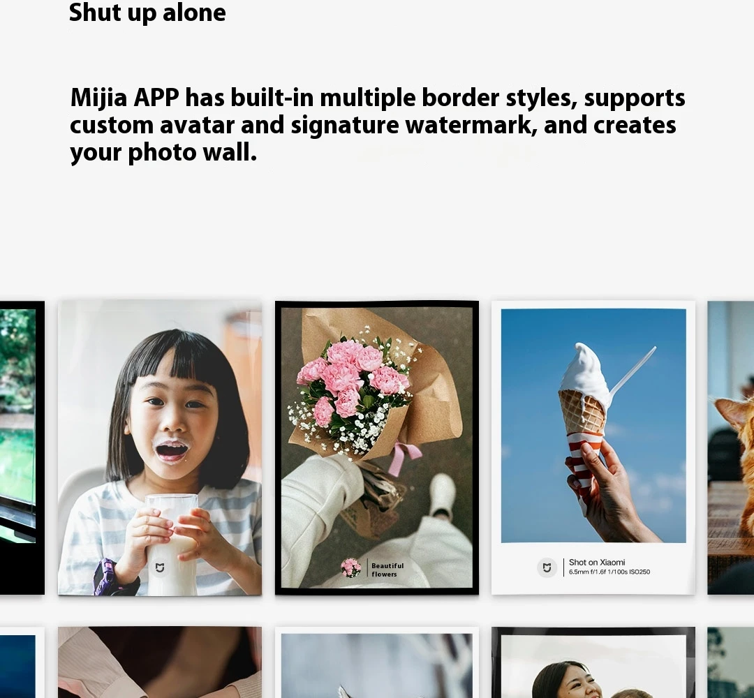 Xiaomi Mijia Pocket Photo Printer 1S Smart Mini Photo Printer Connected to Mi Home APP Rechargeable 500 mAh Long Battery Life