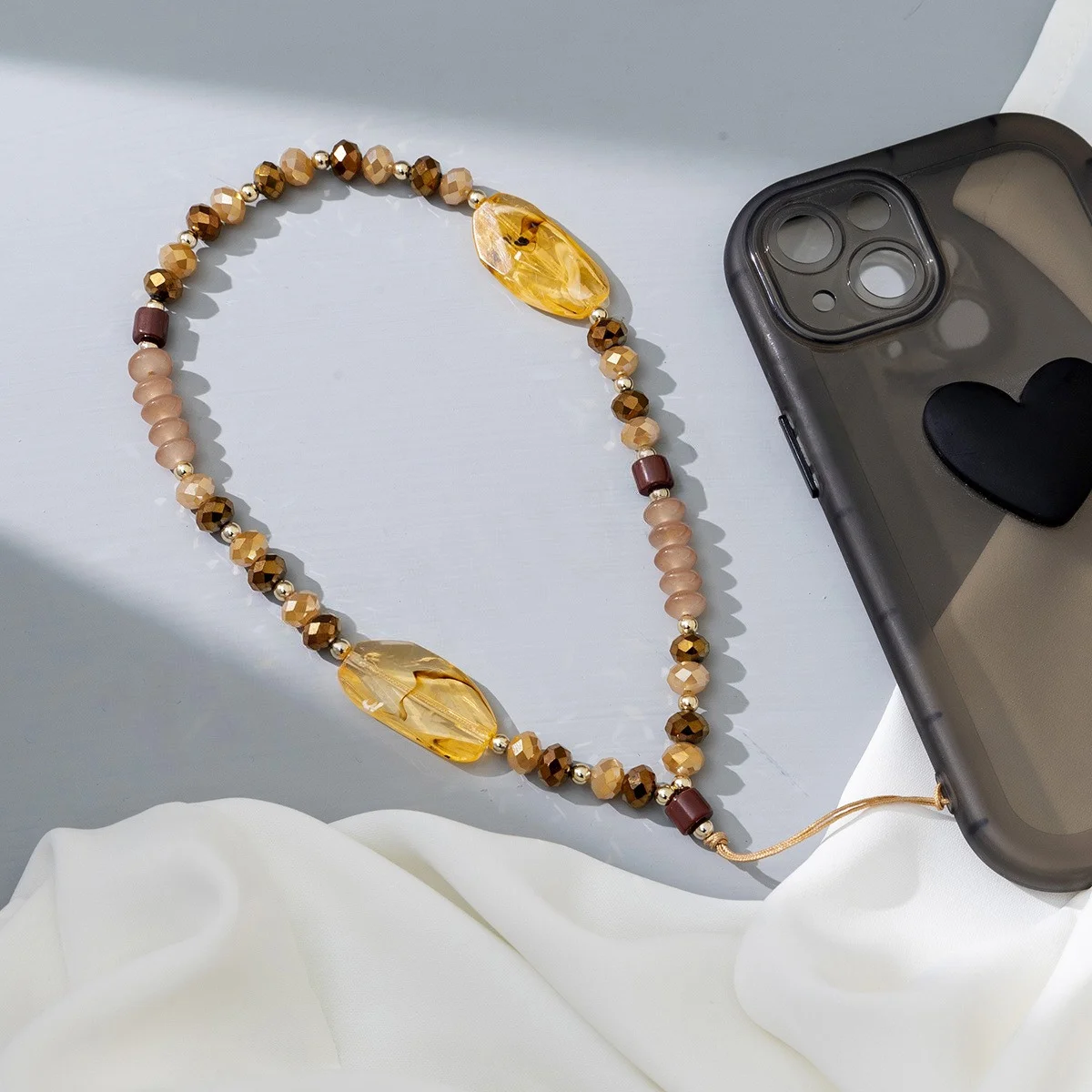 Cell Phone Case Lanyard Wrist Strap Acrylic Resin Crystal beads Phone Chain For Keychain