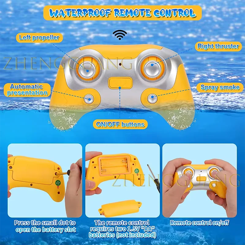 Zhengguang Toys Waterproof Rechargeable Electric Remote Control Speedboat Water Toys 2.4G Mini RC Boat With Spray for Kids
