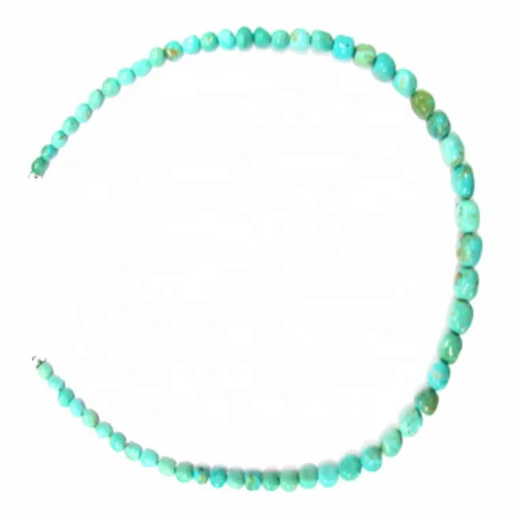 Round Arizona Turquoise Stone Necklace Gemstone Turquoise Beaded Necklace