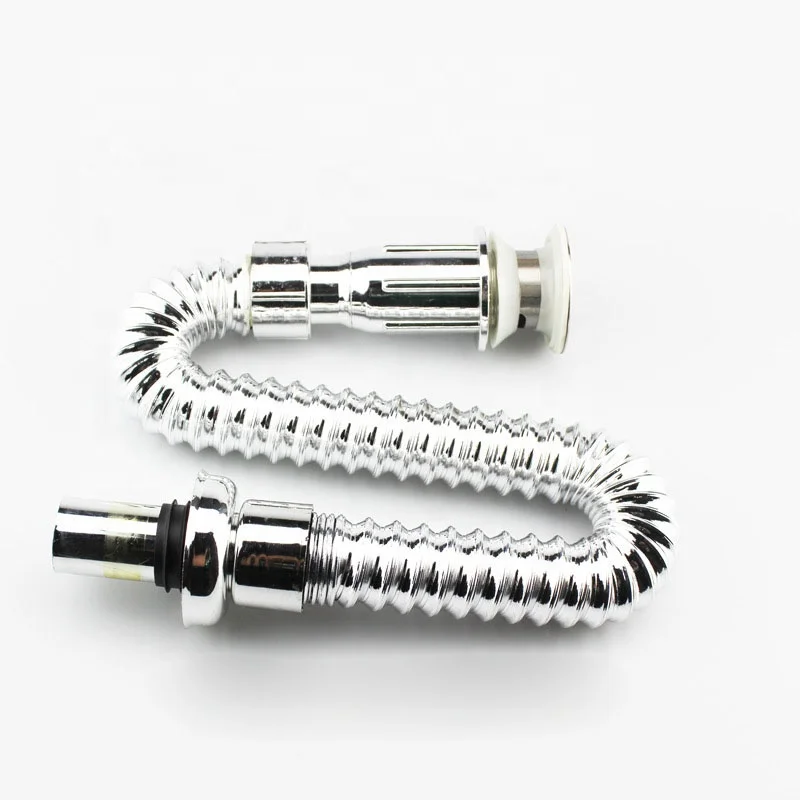 Wholesale Chrome Plastic Waste basin drain pipe flexible sink hose drain