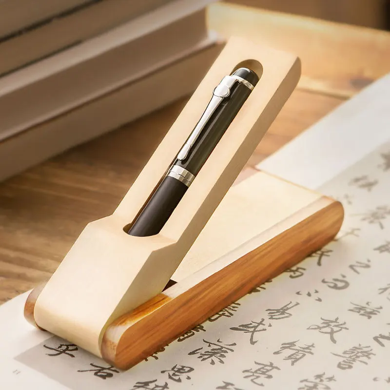 High-End Business Signature Pen with Black Ballpoint Genuine Leather Pen Case Engraved Logo Corporate Gift