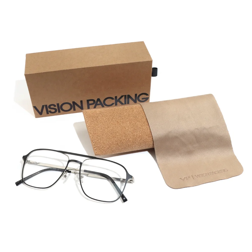 Private Brand High Quality Cork Leather Eyeglasses Packaging Kraft Paper Gift Glasses Box Sunglasses Case Custom Logo