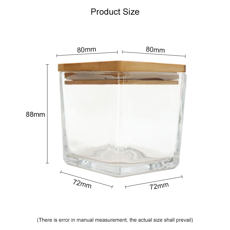 In Stock 240ml Clear Square Candle Jar With Bamboo Lid Glass Transparent Simple Aromatherapy Candle Cup Square Candle Holder Jar