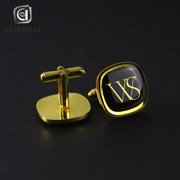 customized black nickel plated metal cute character logo enamel brass personalised cufflinks