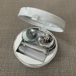 Round Fashion Marble Contact Lens Case, Portable Contact Lens Box Kit with Mirror