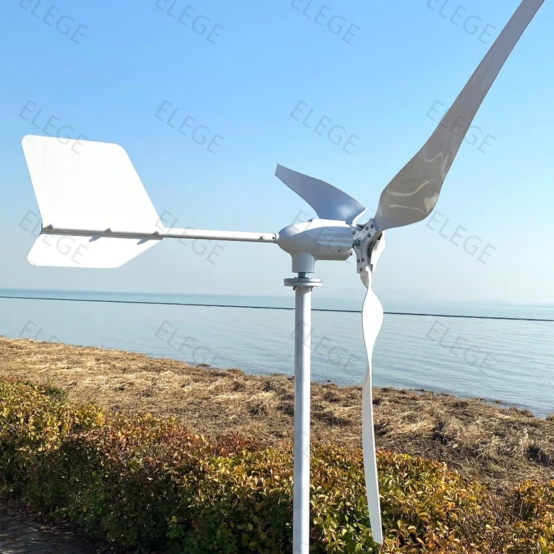 Elege 1000w 2000w 3000w 1kw 48v Flywheel Horizontal Axis Wind Turbine Power Energy Generator Set with Mppt Controller Windmill