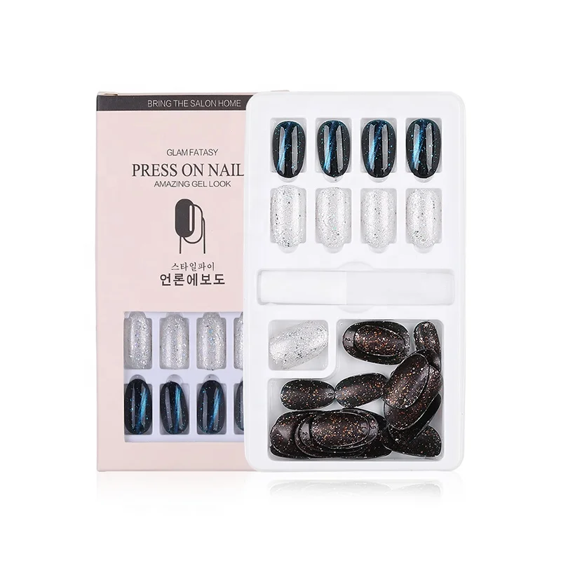 Wholesale Cheap 10 design full Cover nail tips Press On Artificial fingernails Extension Colorful Art design Nails Tips Set