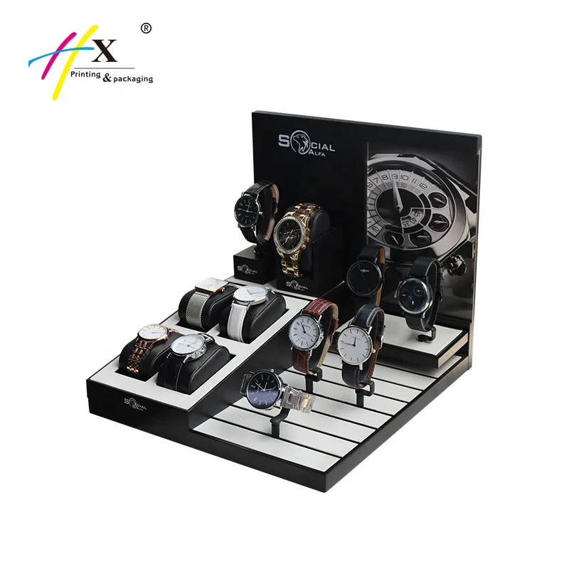 Counter Top Oem Exhibition Window Watch Display Stand Set Customized Watch Display Counter Rack Smart Watch Display Stand