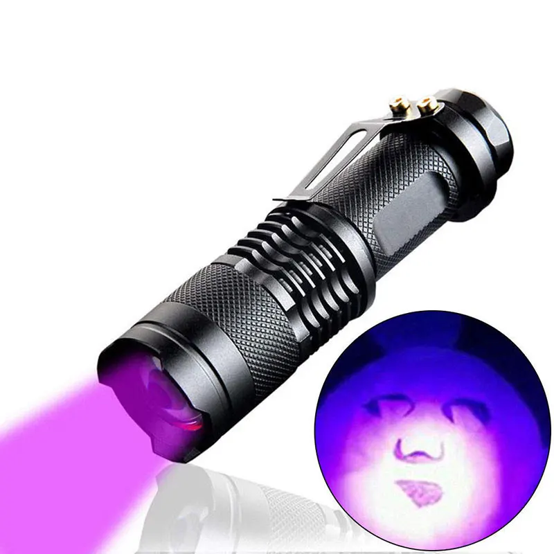 Мощный Мини Фиолетовый зумбл ультрафиолетовый фонарик УФ 395nm 365nm светодиодный черный свет для теста нефрита