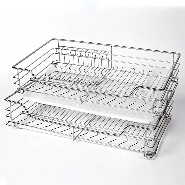 Broadjoy Pull Out Wire Drawer Basket Dish Rack Kitchen Base Unit Slide Out Drawers For Kitchen Cabinets
