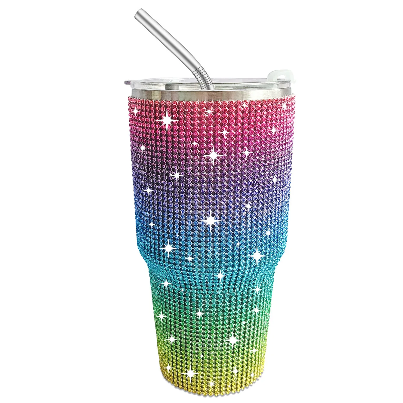 30oz 40oz Diamond Studded Car Cup Outdoor Barbie Bling Tumbler Stainless Steel Vacuum Insulated Mug Cup with Rhinestone