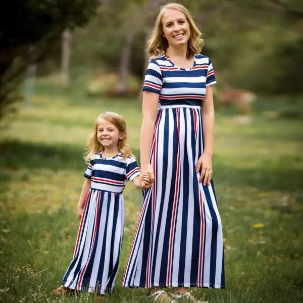 
family matching clothing mother and daughter dress family clothes striped dresses mommy and me outfits 