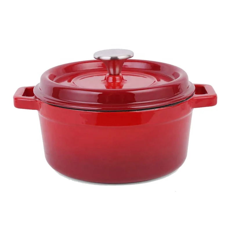 Голубая эмалированная круглая чугунная голландская кастрюля для духовки 24 см