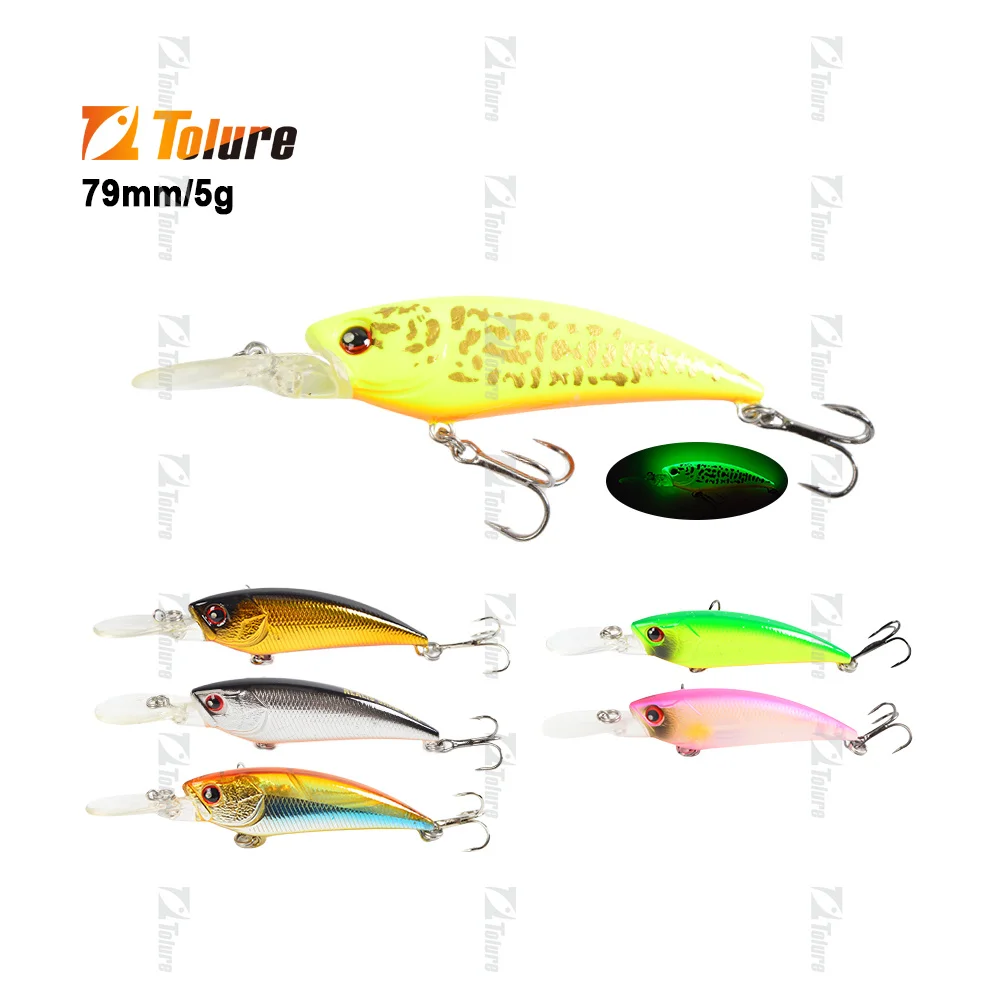 Tolure 79mm 5g Minnow Hard baits with noise beading  crankbaits sinking luminous fish skin crank bait fishing lures