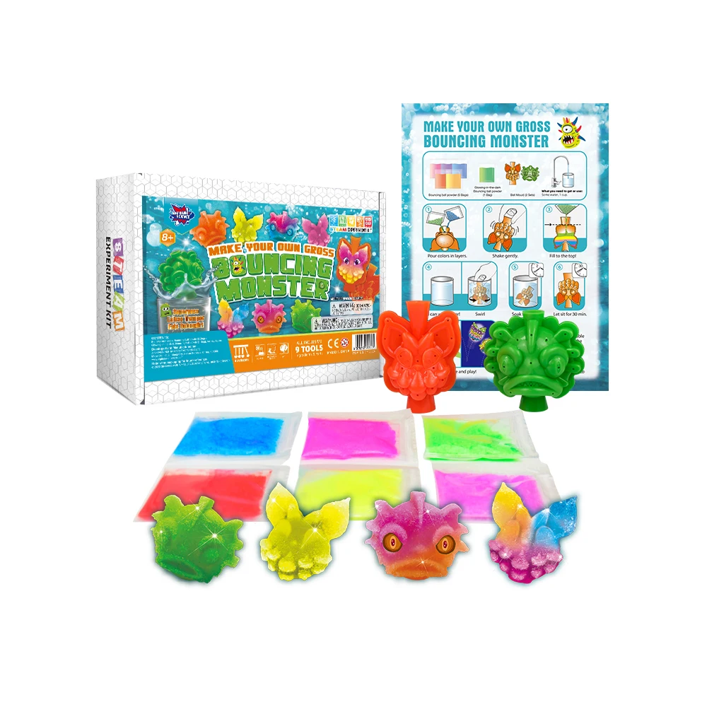 New  Selling well science child kit 2 monster molds make your own colorful bouncy ball toy set STEM educational toys for kids 8+