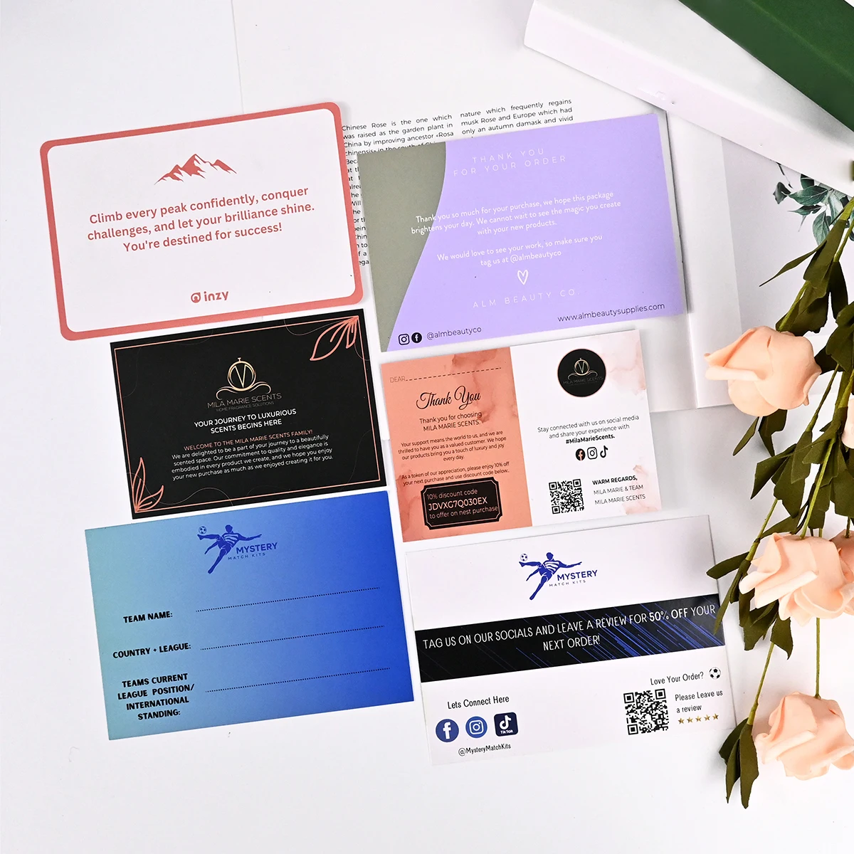 Custom Printing Luxury Thank You Cards Set With Envelope And Stickers Greeting Card For Business Or Birthday