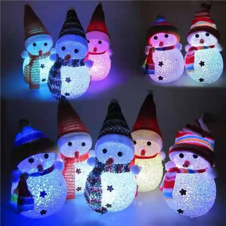 Light Up Cheap Christmas Glitter Snowman Gifts Toys Flash Led Toy Christmas Gifts Decoration Promotion Led Christmas Snowman