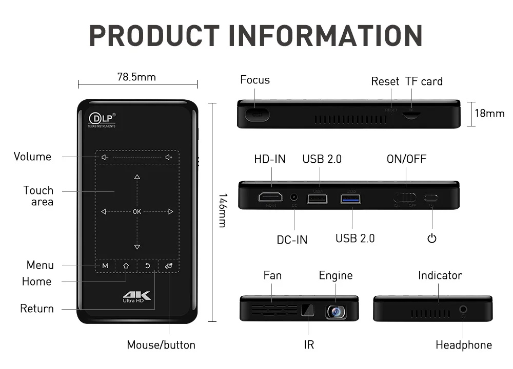 Проектор P09II 4K мини-проектор Wi-Fi Android Full HD 1080P светодиодный видеокинотеатр для домашнего проектора P09 II