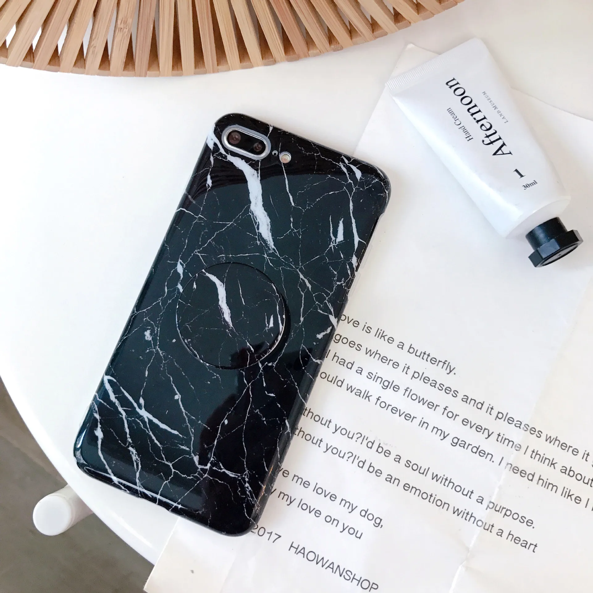 smooth folding bracket protective cover marble cell phone case for iphone XS MAX