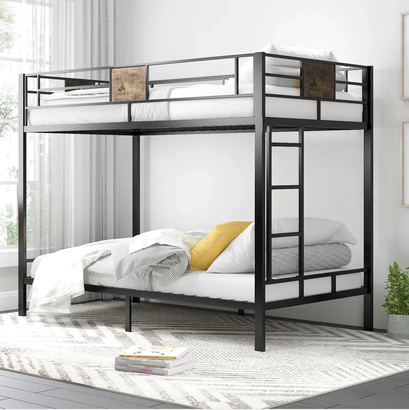 New Arrivals Full Size Adult Loft Bed Room Furniture Metal Bed Frame Double Bunk Bed Set
