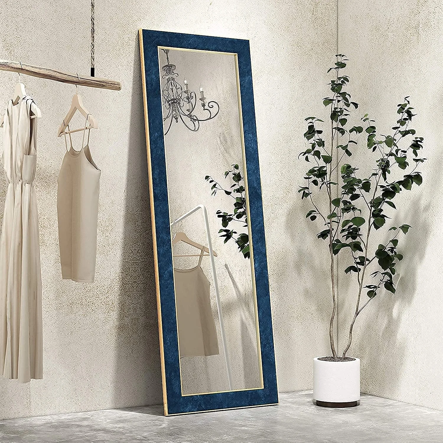 Amazon velvet mirror with stand Full Length Velvet Body Mirror for Home Decorative luxury large Mirror espejos decorativos