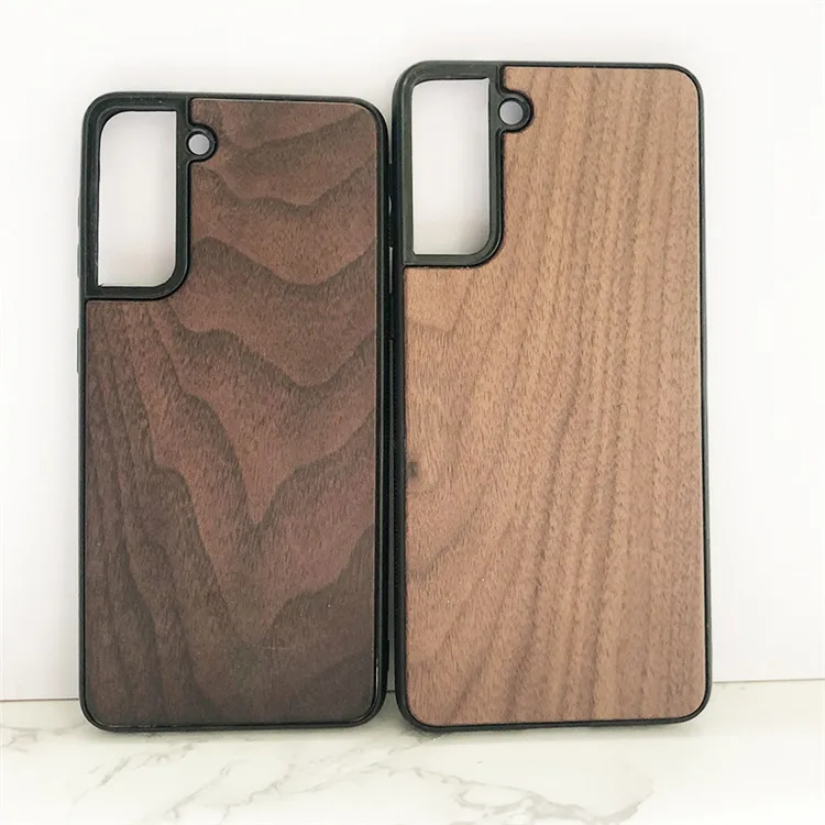 Custom Design Manufacture Engraved Wooden Case for Samsung Full Cover TPU Edge Shockproof Wood Phone Case For Galaxy S21 S20 S10