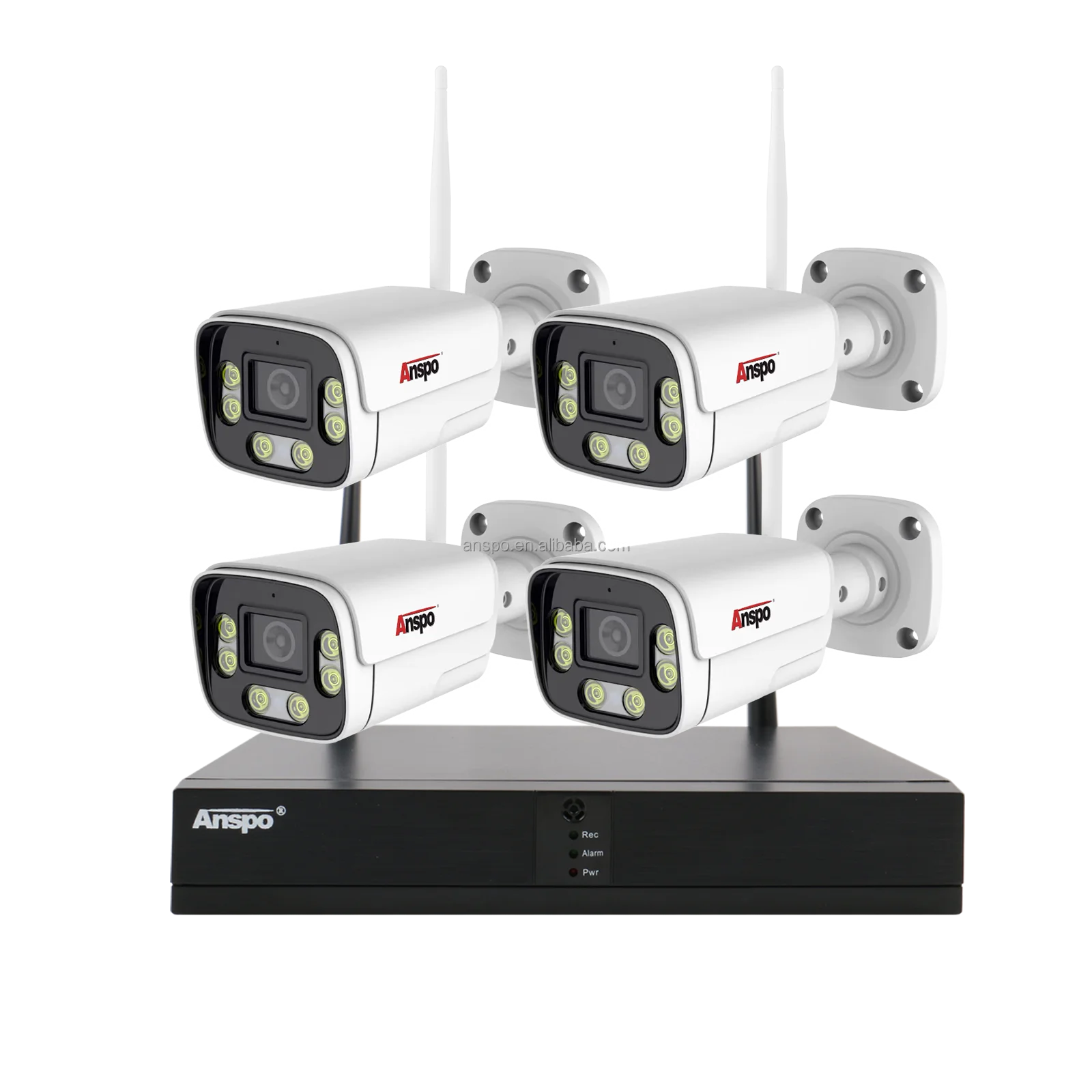Anspo 5MP full color 4CH WIFI NVR KIT Wireless Security system 4 Channel audio Cctv Camera System 2k Cctv System Home Security