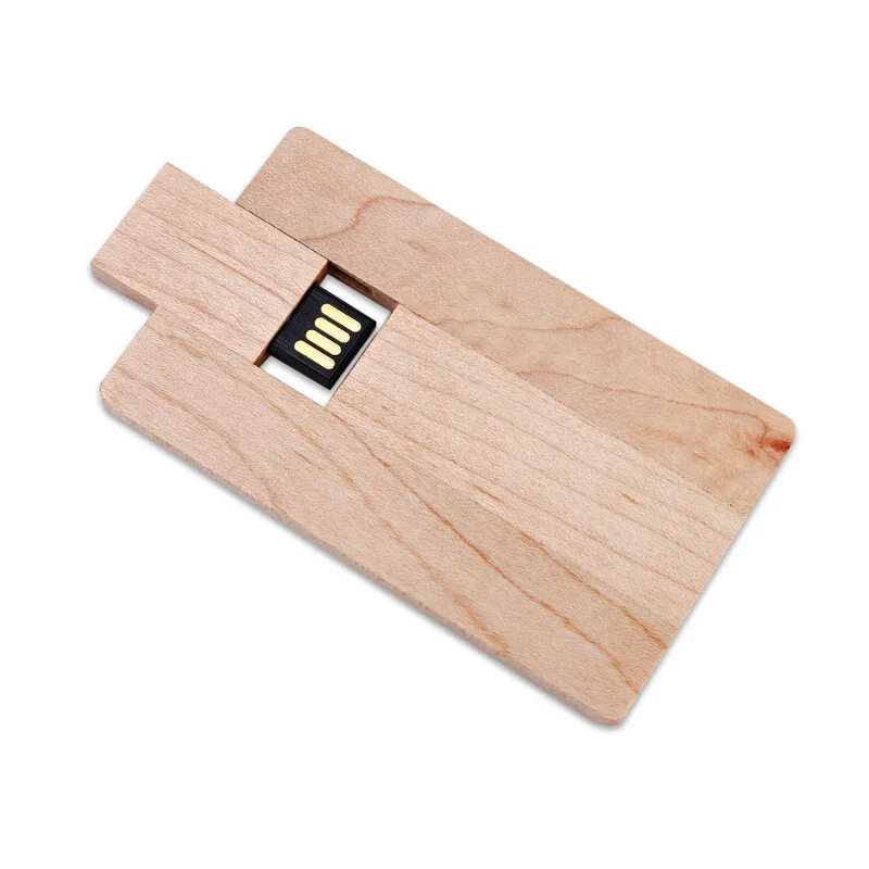 Business promotional souvenir gift custom OEM logo print 8GB 16GB 32GB wooden business credit card usb flash memory stick drive