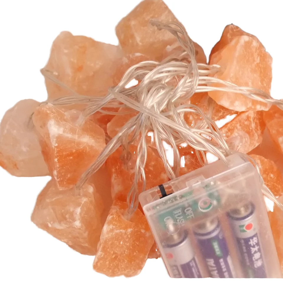 Горячая распродажа индивидуальная хималайская соляная лампа гирлянда резная техника с 20 блоками и 3 метрами для украшения дома