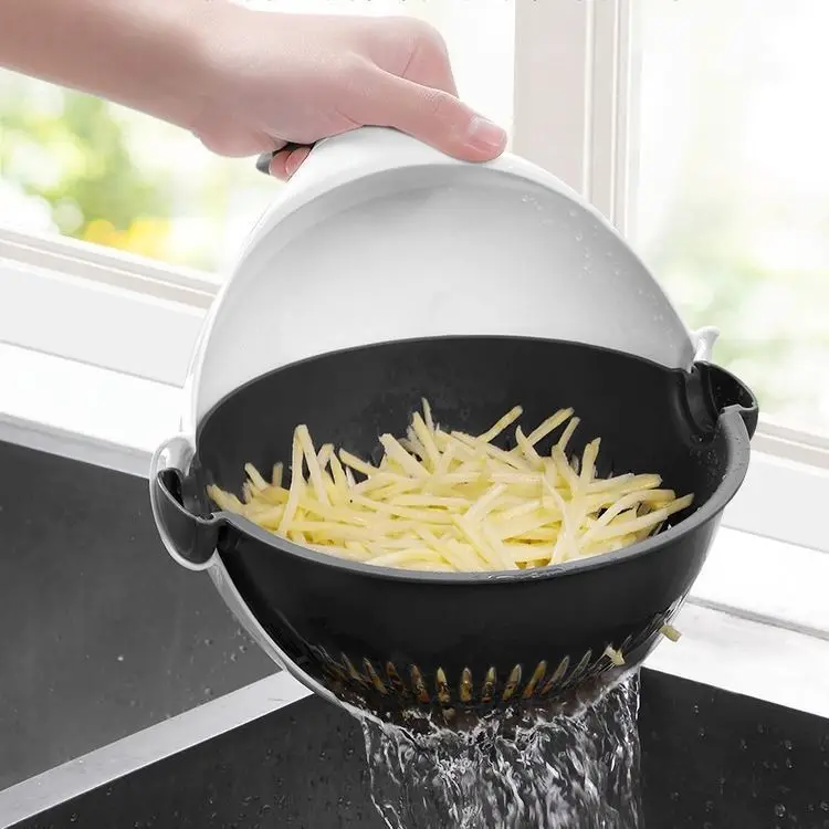 Wholesale multifunctional vegetable grater double drain basket vegetable cutter 9-in-1 vegetable grater